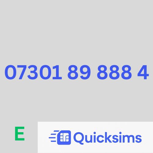 EE sim card with VIP Memorable Mobile Number 07301 89 888 4 with zero credit which once topped up can be ported to other providers