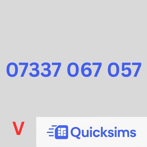 Vodafone sim card with VIP Memorable Mobile Number 07337 067 057 with zero credit which once topped up can be ported to other providers