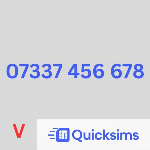 07337 456 678 VIP Gold Vanity Memorable Mobile Number PAYG VODAFONE ZERO CREDIT