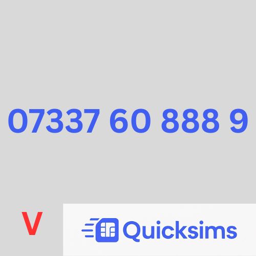 07337 60 888 9 VIP Gold Vanity Memorable Mobile Number PAYG VODAFONE ZERO CREDIT