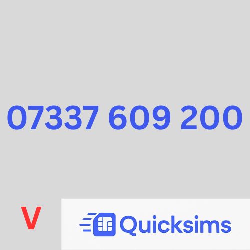 Vodafone sim card with VIP Memorable Mobile Number 07337 609 200 with zero credit which once topped up can be ported to other providers