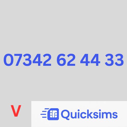Vodafone sim card with VIP Memorable Mobile Number 07342 62 44 33 with zero credit which once topped up can be ported to other providers