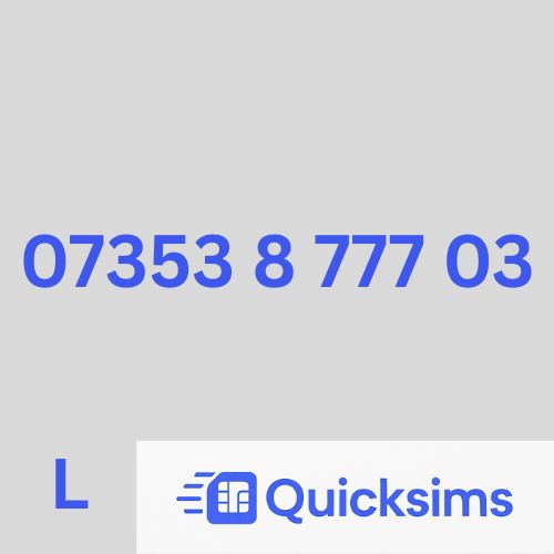 07353 8 777 03 Easy Memorable Gold VIP Number Sim Card UK Pay As You Go Lebara Mobile ZERO CREDIT Quicksims
