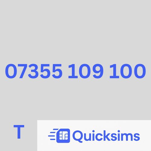 Tesco sim card with VIP Memorable Mobile Number 07355 109 100 with zero credit which once topped up can be ported to other providers
