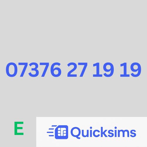 EE sim card with VIP Memorable Mobile Number 07376 27 19 19 with zero credit which once topped up can be ported to other providers