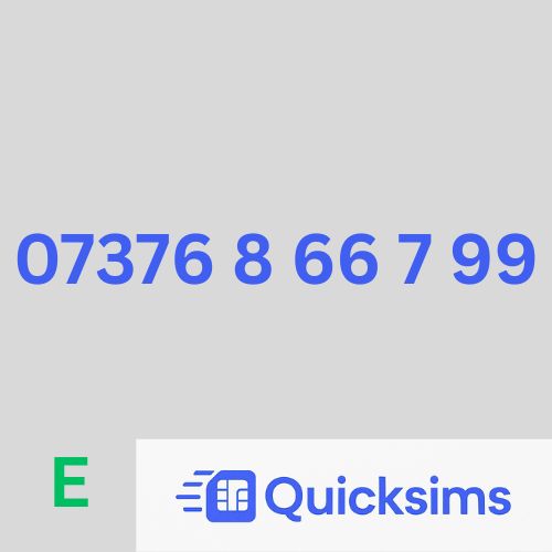 EE sim card with VIP Memorable Mobile Number 07376 8 66 7 99 with zero credit which once topped up can be ported to other providers