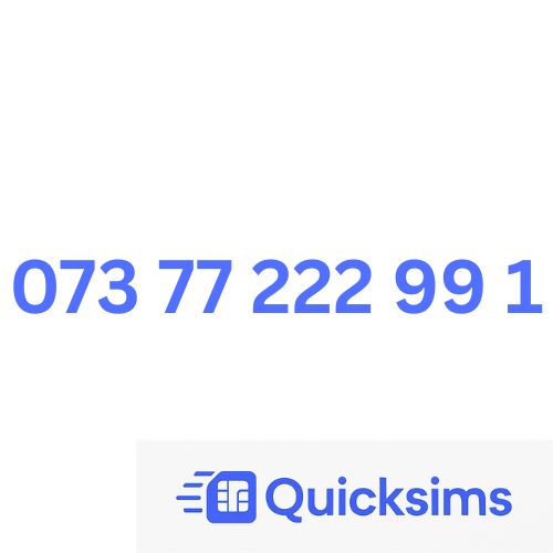 EE sim card with VIP Memorable Mobile Number 073 77 222 99 1 with zero credit which once topped up can be ported to other providers