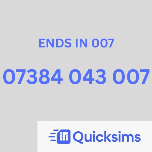 Lebara sim card with VIP Memorable Mobile Number 07384 043 007 JAMES BOND ASTON MARTIN with zero credit which once topped up can be ported to other providers