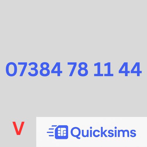 Vodafone sim card with VIP Memorable Mobile Number 07384 78 11 44 with zero credit which once topped up can be ported to other providers