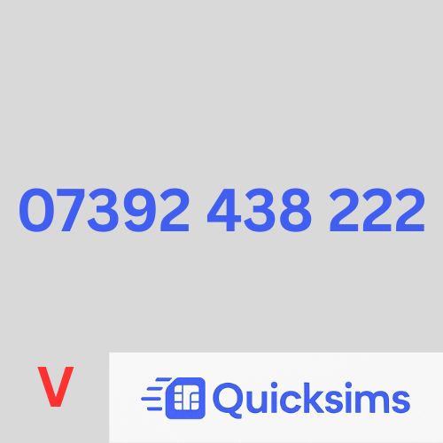 Vodafone sim card with VIP Memorable Mobile Number 07392 438 222 with zero credit which once topped up can be ported to other providers