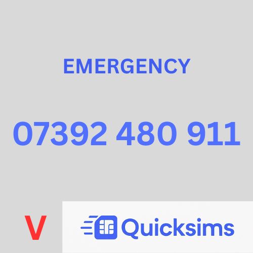 Vodafone sim card with VIP Memorable Mobile Number 07392 480 911 PORSCHE EMERGENCY with zero credit which once topped up can be ported to other providers