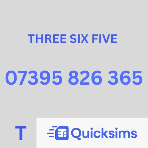 Tesco sim card with VIP Memorable Mobile Number 07395 826 365 with zero credit which once topped up can be ported to other providers