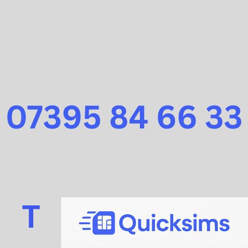 Tesco sim card with VIP Memorable Mobile Number 07395 84 66 33 with zero credit which once topped up can be ported to other providers