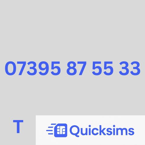 Tesco sim card with VIP Memorable Mobile Number 07395 87 55 33 with zero credit which once topped up can be ported to other providers