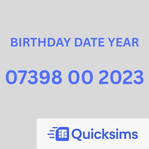 EE sim card with VIP Memorable Mobile Number 07398 00 2023 BIRTHDAY DATE YEAR with zero credit which once topped up can be ported to other providers