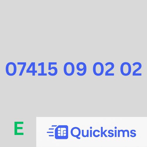 EE sim card with VIP Memorable Mobile Number 07415 09 02 02 with zero credit which once topped up can be ported to other providers
