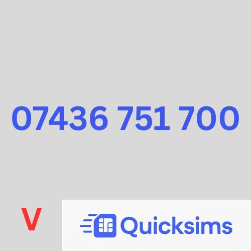 Vodafone sim card with VIP Memorable Mobile Number 07436 751 700 with zero credit which once topped up can be ported to other providers