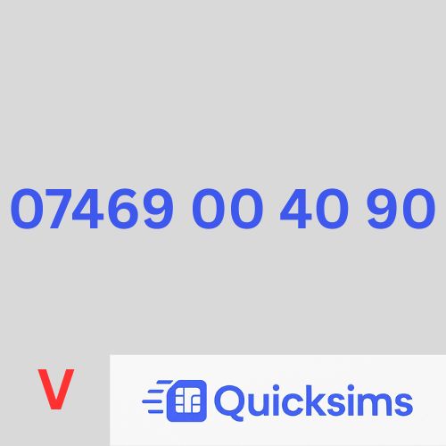 Vodafone sim card with VIP Memorable Mobile Number 07469 00 40 90 with zero credit which once topped up can be ported to other providers