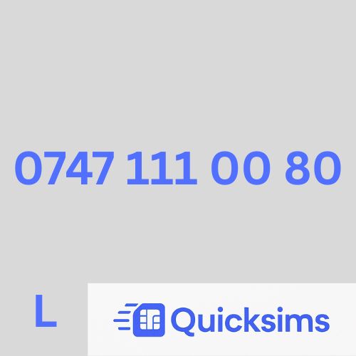 Lebara sim card with VIP Memorable Mobile Number 0747 111 00 80 with zero credit which once topped up can be ported to other providers