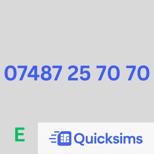 07487 25 70 70 Easy Memorable Gold VIP Number Sim Card UK Pay As You Go EE Mobile ZERO CREDIT Quicksims