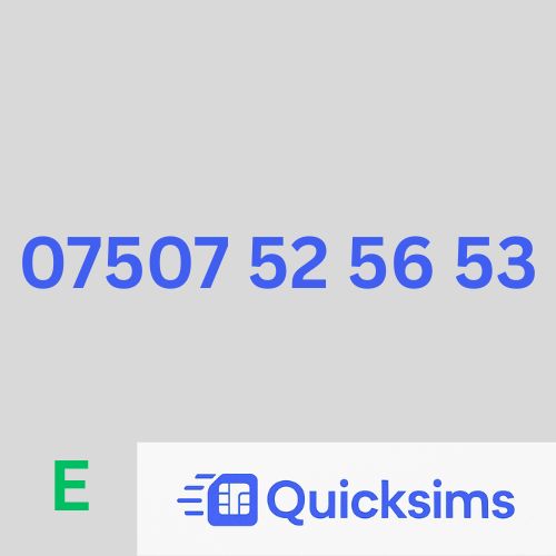 EE sim card with VIP Memorable Mobile Number 07507 52 56 53 with zero credit which once topped up can be ported to other providers