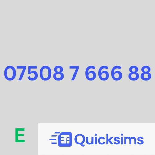 EE sim card with VIP Memorable Mobile Number 07508 7 666 88 with zero credit which once topped up can be ported to other providers