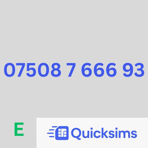 EE sim card with VIP Memorable Mobile Number 07508 7 666 93 with zero credit which once topped up can be ported to other providers