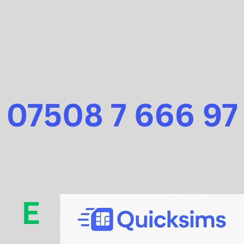 EE sim card with VIP Memorable Mobile Number 07508 7 666 97 with zero credit which once topped up can be ported to other providers