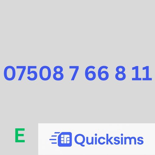 EE sim card with VIP Memorable Mobile Number 07508 7 66 8 11 with zero credit which once topped up can be ported to other providers