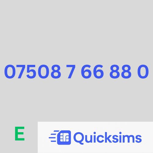 EE sim card with VIP Memorable Mobile Number 07508 7 66 88 0 with zero credit which once topped up can be ported to other providers