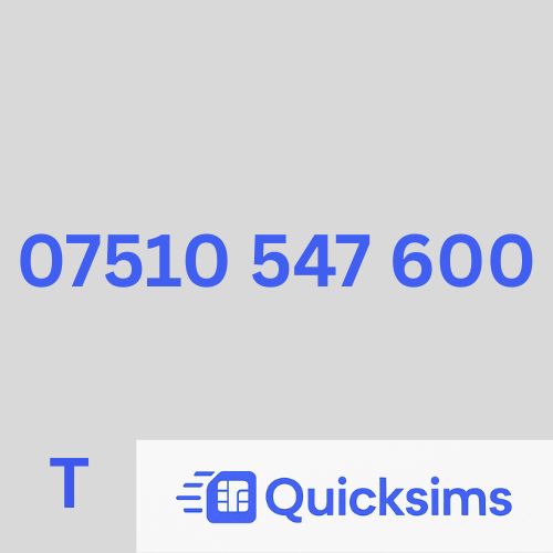 Tesco sim card with VIP Memorable Mobile Number 07510 547 600 with zero credit which once topped up can be ported to other providers