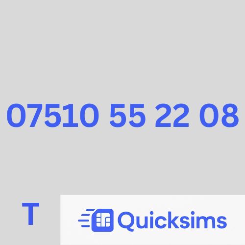 Tesco sim card with VIP Memorable Mobile Number 07510 55 22 08 with zero credit which once topped up can be ported to other providers