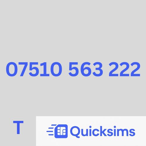 Tesco sim card with VIP Memorable Mobile Number 07510 563 222 with zero credit which once topped up can be ported to other providers