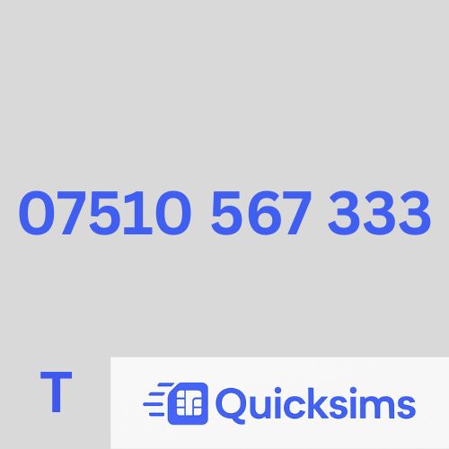 Tesco sim card with VIP Memorable Mobile Number 07510 567 333 with zero credit which once topped up can be ported to other providers