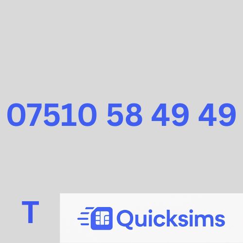 Tesco sim card with VIP Memorable Mobile Number 07510 58 49 49 with zero credit which once topped up can be ported to other providers