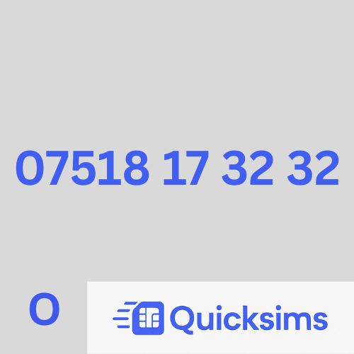 O2 sim card with VIP Memorable Mobile Number 07518 17 32 32 with zero credit which once topped up can be ported to other providers