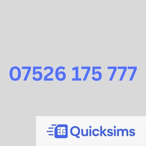 O2 sim card with VIP Memorable Mobile Number 07526 175 777 with zero credit which once topped up can be ported to other providers