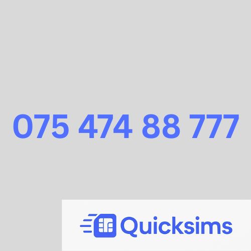 O2 sim card with VIP Memorable Mobile Number 075 474 88 777 with zero credit which once topped up can be ported to other providers