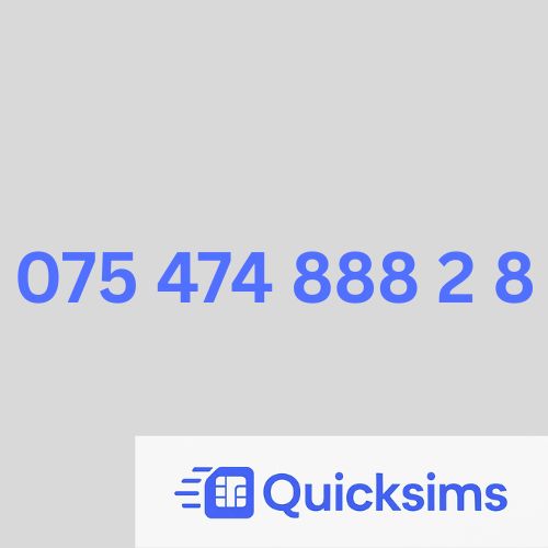 O2 sim card with VIP Memorable Mobile Number 075 474 888 2 8 with zero credit which once topped up can be ported to other providers
