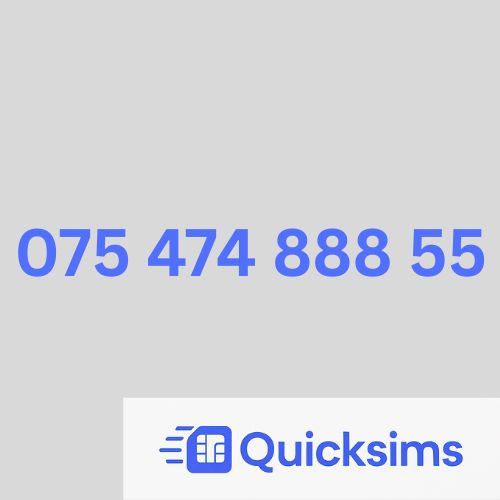 O2 sim card with VIP Memorable Mobile Number 075 474 888 55 with zero credit which once topped up can be ported to other providers