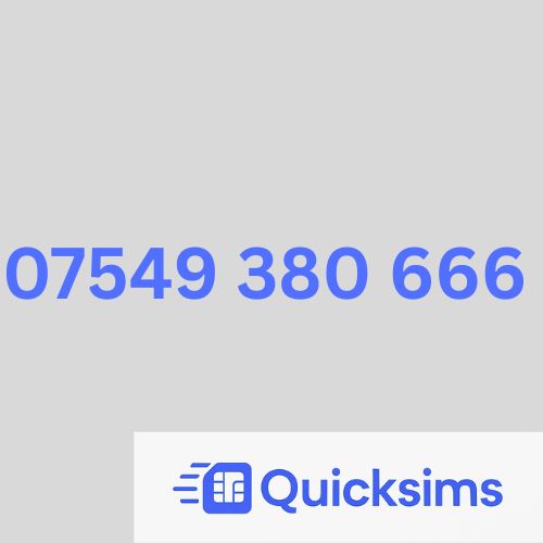 O2 sim card with VIP Memorable Mobile Number 07549 380 666 with zero credit which once topped up can be ported to other providers