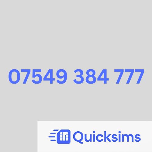 O2 sim card with VIP Memorable Mobile Number 07549 384 777 with zero credit which once topped up can be ported to other providers