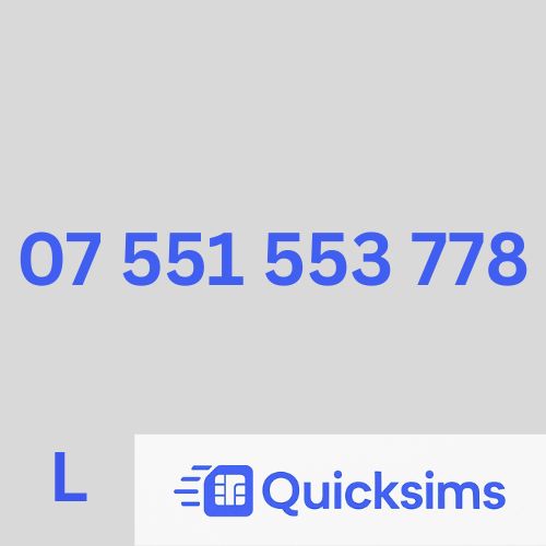 Lebara sim card with VIP Memorable Mobile Number 07 551 553 778 with zero credit which once topped up can be ported to other providers