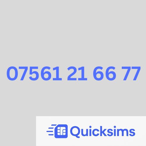 O2 sim card with VIP Memorable Mobile Number 07561 21 66 77 with zero credit which once topped up can be ported to other providers