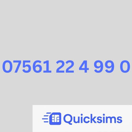 O2 sim card with VIP Memorable Mobile Number 07561 22 4 99 0 with zero credit which once topped up can be ported to other providers