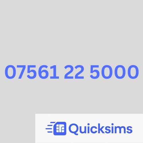 O2 sim card with VIP Memorable Mobile Number 07561 22 5000 with zero credit which once topped up can be ported to other providers