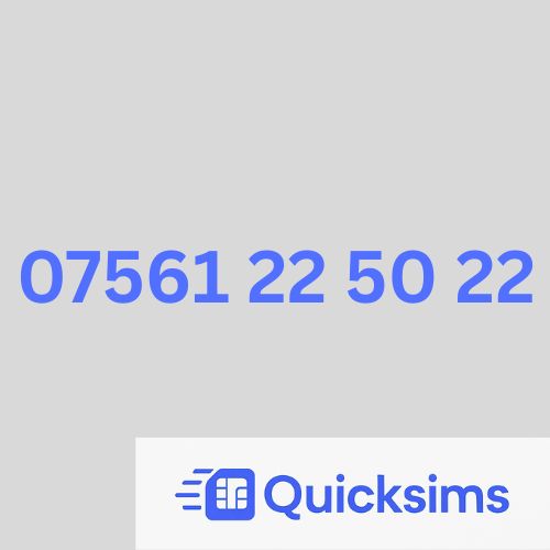 O2 sim card with VIP Memorable Mobile Number 07561 22 50 22 with zero credit which once topped up can be ported to other providers