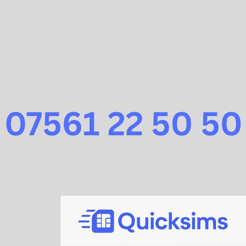O2 sim card with VIP Memorable Mobile Number 07561 22 50 50 with zero credit which once topped up can be ported to other providers