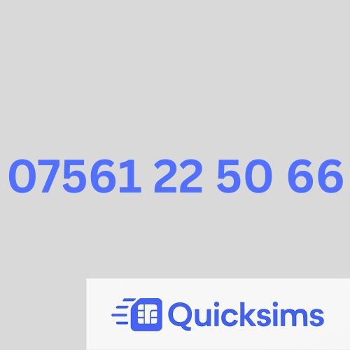 O2 sim card with VIP Memorable Mobile Number 07561 22 50 66 with zero credit which once topped up can be ported to other providers