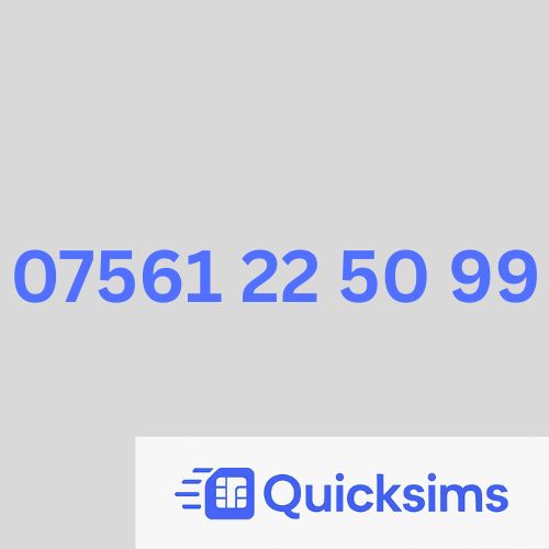 O2 sim card with VIP Memorable Mobile Number 07561 22 50 99 with zero credit which once topped up can be ported to other providers
